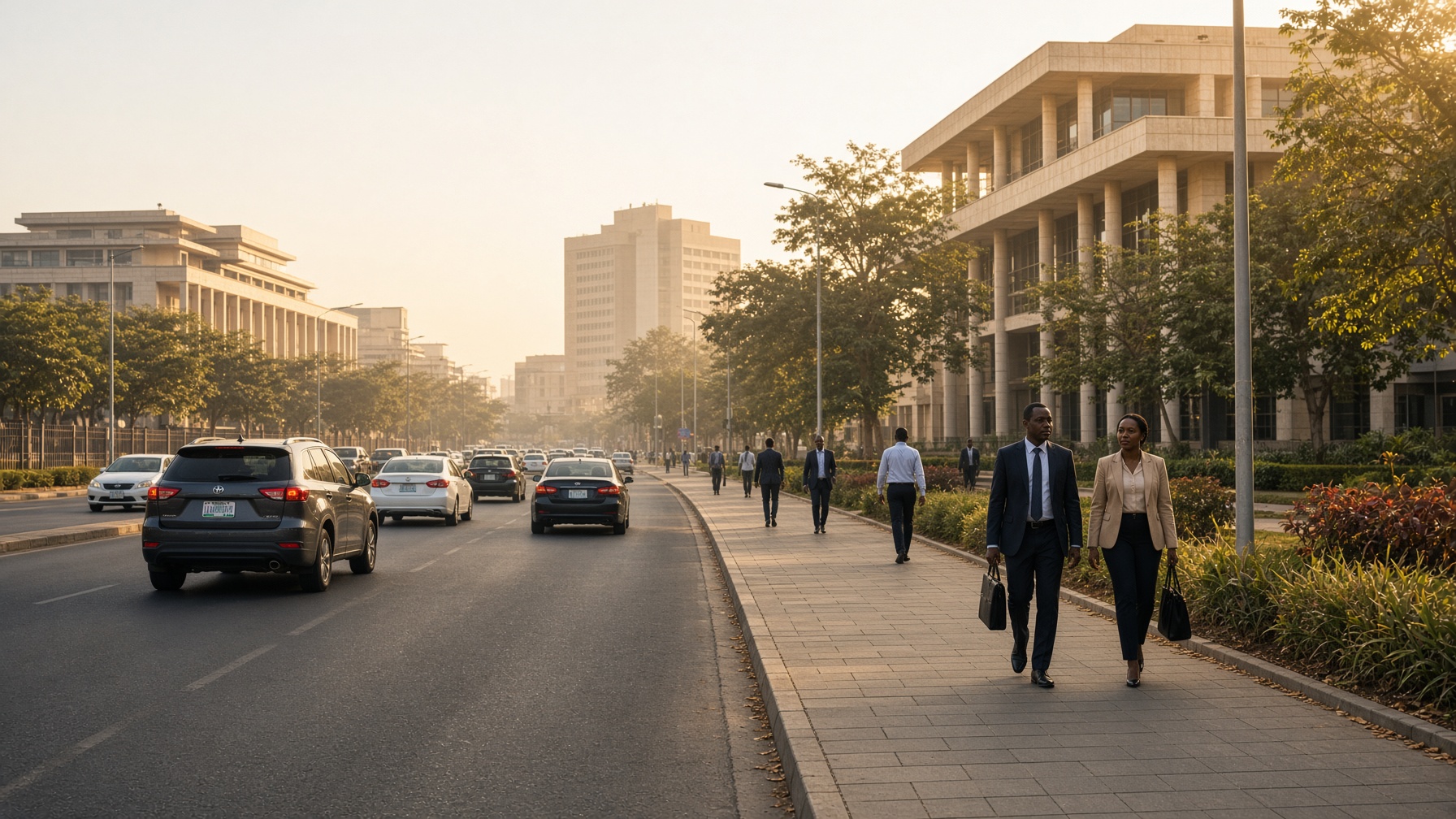 Abuja boulevard in late afternoon